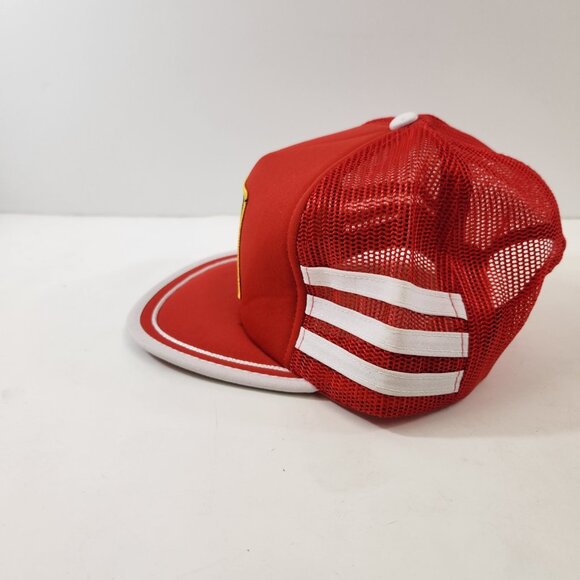 Miami Vice Police Patch 3 Stripe Trucker Hat Mesh Vtg 80s Red Snapback Cap - Picture 6 of 9